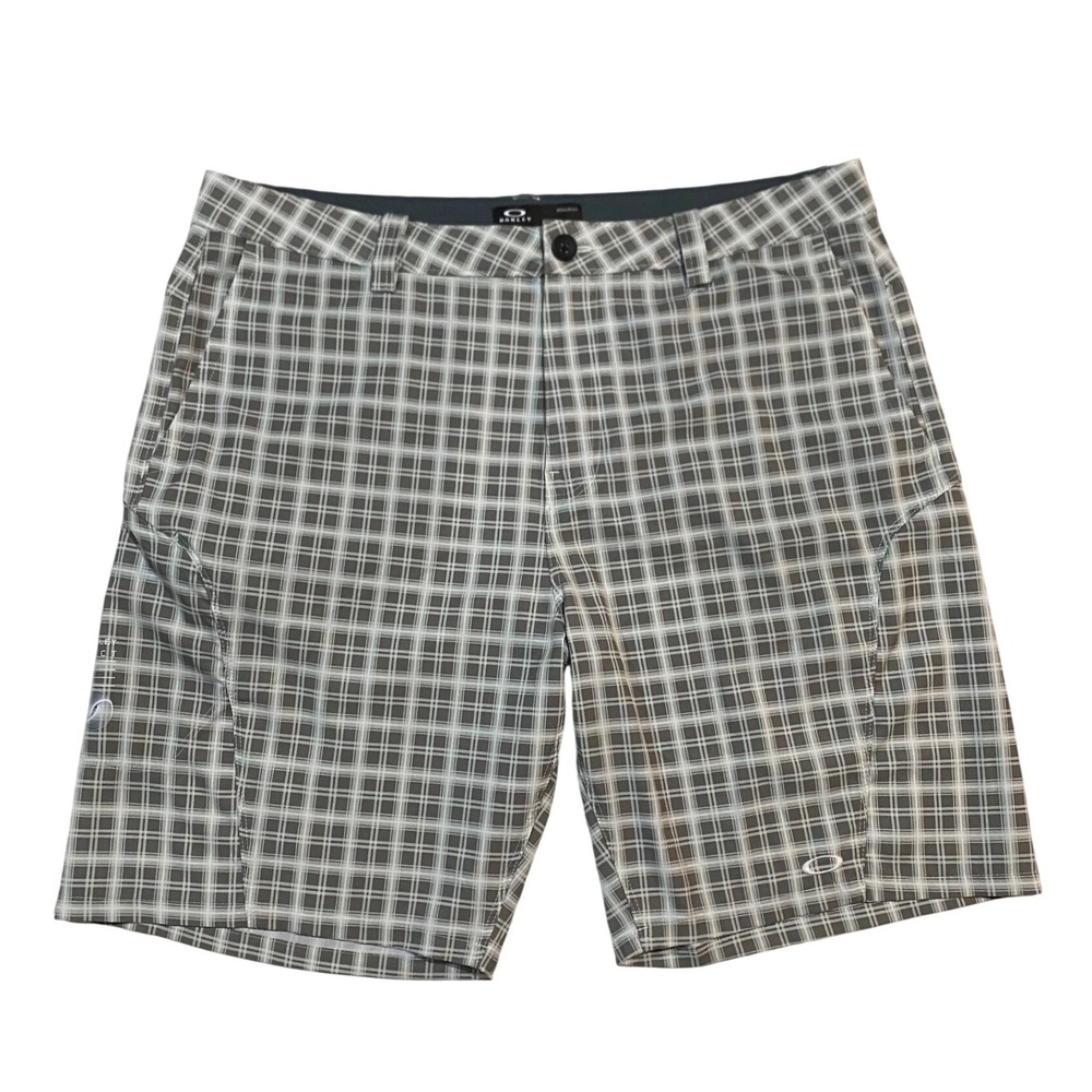 Oakley Golf RDCT Mens Olive Plaid Regular Fit Performance Shorts Size 34